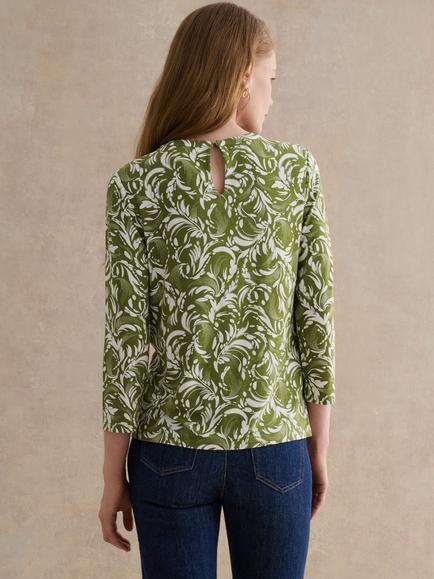 Hobbs Julia Botanical Top containing LENZING™ ECOVERO™ Viscose, Green/Ivory - view 2, Green/Ivory
