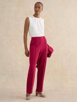 Hobbs Gemma Straight Tailored Trousers, Beetroot Pink, Beetroot Pink