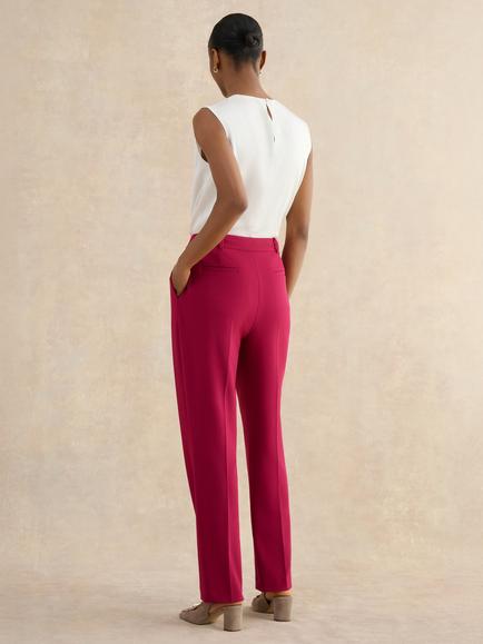 Hobbs Gemma Straight Tailored Trousers, Beetroot Pink - view 2, Beetroot Pink