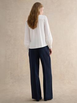 Hobbs Petite Alessia Pure Linen Trousers, Navy - view 2, Navy