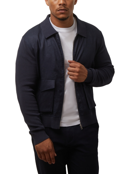 Guards London Carter Linen Front Jacket, Navy, Navy