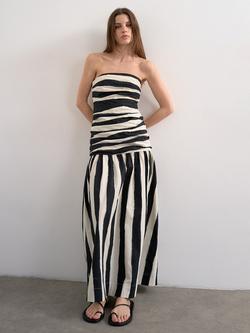 Topshop Bandeau Neck Stripe Maxi Dress, Black, Black