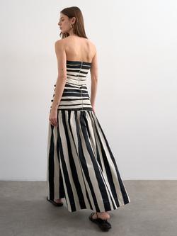 Topshop Bandeau Neck Stripe Maxi Dress, Black - view 2, Black
