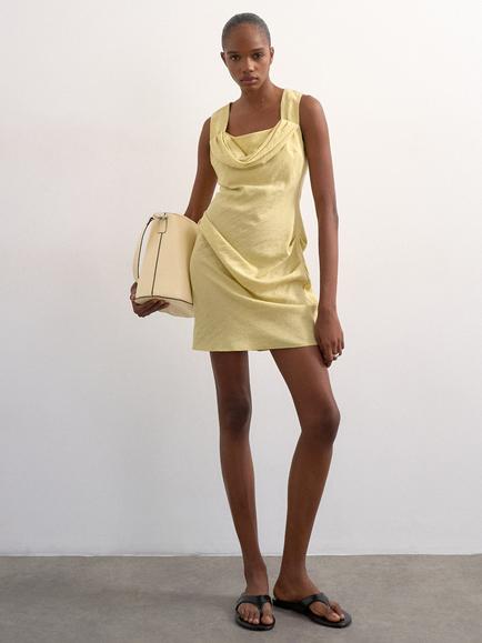 Topshop Drape Mini Dress, Yellow, Yellow