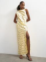Topshop Polka Dot Mix Dress, Yellow/Black