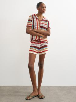 Topshop Stripe Crochet Shirt, Multi - view 2, Multi