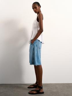 Topshop Pleated Linen Rich Top, Ivory, Ivory