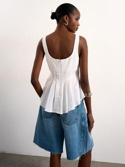 Topshop Pleated Linen Rich Top, Ivory - view 2, Ivory