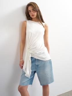 Topshop Sleeveless Drape Tank Top, White, White