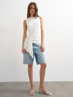 Topshop Sleeveless Drape Tank Top, White - view 2, White
