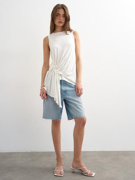 Topshop Sleeveless Drape Tank Top, White - view 2, White