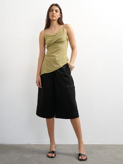 Topshop Fold Over Cami Top, Olive, Olive