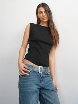 Topshop Ribbed Tank Top, Black, Black