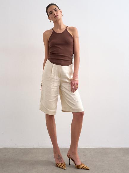 Topshop Spaghetti Strap Vest Top, Brown