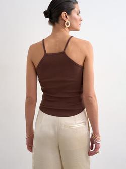 Topshop Spaghetti Strap Vest Top - view 2, Brown