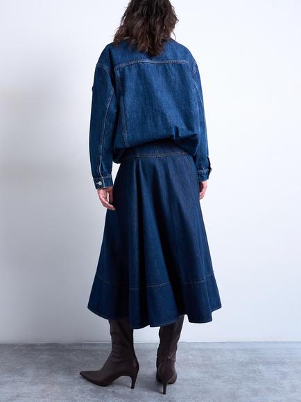 Topshop Denim Maxi Skirt - view 2, Dark Blue