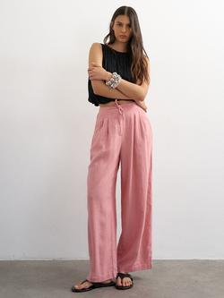 Topshop Linen Blend Balloon Trousers, Pink, Pink