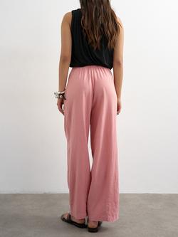Topshop Linen Blend Balloon Trousers, Pink - view 2, Pink