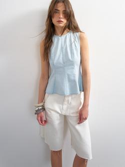 Topshop Sleeveless Denim Peplum Top, Bleach, Bleach
