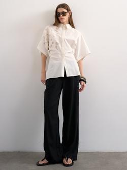 Topshop Oversized Cutwork Cinched Shirt, White, White