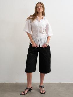 Topshop Gathered Waist Shirt, White, White