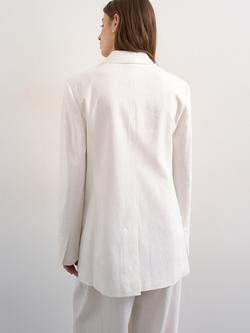 Topshop Linen Rich Double Breasted Blazer, White - view 2, White