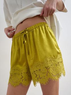 Topshop Crinkle Lace Shorts, Chartreuse, Chartreaus