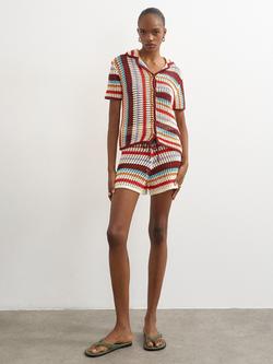 Topshop Stripe Crochet Shorts, Multi, Multi