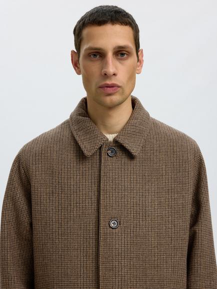 Selected Wool Blend Coat, Black/Olive - view 2, Black/Olive