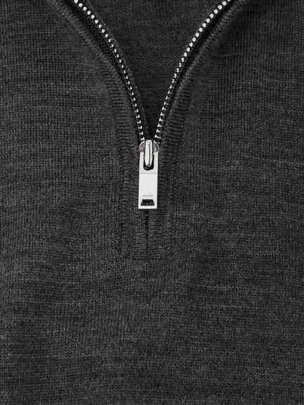 Reiss Kids' Blackhall Half-Zip Funnel Neck Wool Jumper - view 2, Derby Grey Melange