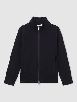 Reiss Kids' Hampshire Wool Blend Zip Neck Jumper, Navy - view 2, Navy
