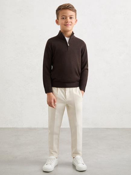 Reiss Kids' Blackhall Half Zip Jumper - view 2, Brown