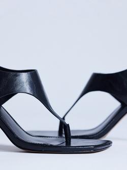 Topshop Sandy Toe Post Heeled Sandals, Black - view 2, Black