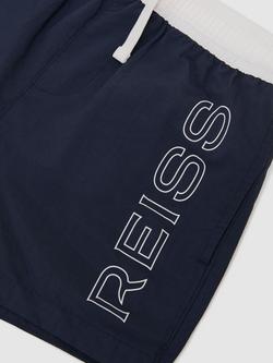 Reiss Kids' Ley Drawstring Shorts, Navy - view 2, Navy
