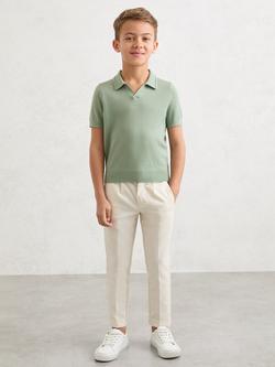 Reiss Kids' Duchie Pure Wool Short Sleeve Polo Shirt, Sage