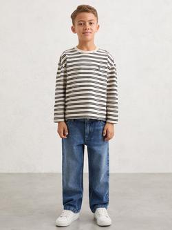 Reiss Kids' Marley Long Sleeve Stripe T-Shirt, Navy/White, Navy/White