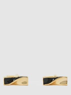 Reiss Carrick Twisted Bar Cufflinks, Gold/Black, Gold/Black