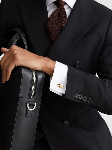 Reiss Carrick Twisted Bar Cufflinks, Gold/Black - view 2, Gold/Black