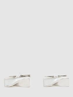 Reiss Carrick Twisted Bar Cufflinks, Silver/Ivory, Silver/Ivory