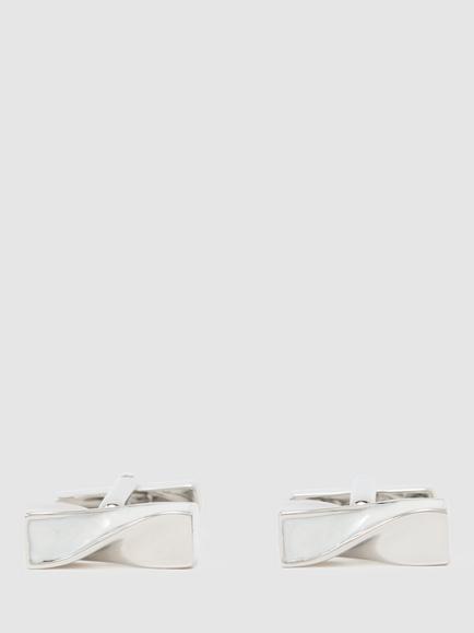 Reiss Carrick Twisted Bar Cufflinks, Silver/Ivory, Silver/Ivory