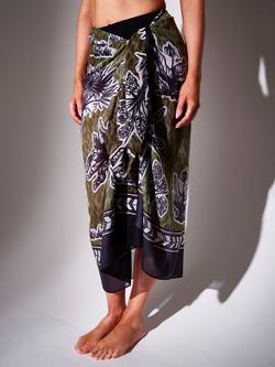 South Beach Printed Palm Tree Sarong, Green/Multi - view 2, Green/Multi