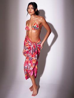 South Beach Leopard Floral Printed Sarong, Multi, Multi
