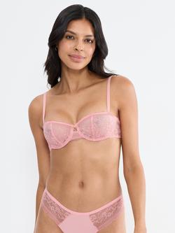 Triumph Comfort Allure Underwired Balconette Bra, Black, Light Pink