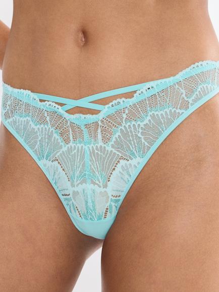 Triumph Palina Moonlight Kiss Lace String Knickers, Light Blue