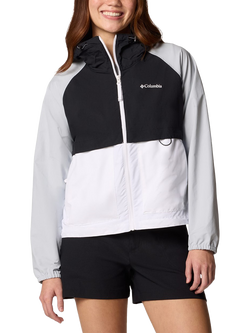 Columbia Women's Spire Valley Hooded Windbreaker Jacket, White/Blue/Grey