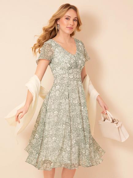 Alie Street Miranda Floral Dress, Botanical Green - view 2, Botanical Green