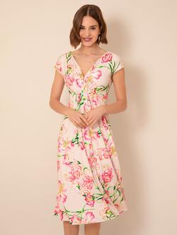 Alie Street Sara Floral Midi Dress, Pink Blossom - view 2, Pink Blossom