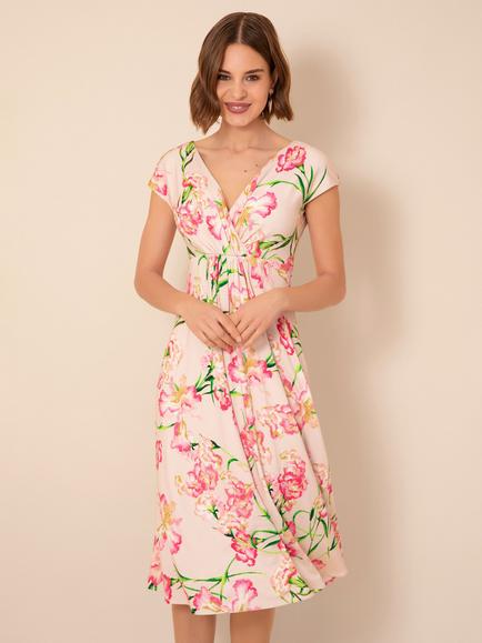 Alie Street Sara Floral Midi Dress, Pink Blossom - view 2, Pink Blossom