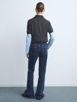 Mango Violeta High Rise Flared Jeans, Navy - view 2, Navy