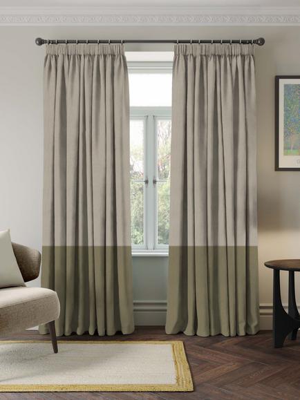 John Lewis Colour Block Multiway Header Unlined Panel, Bronze Green
